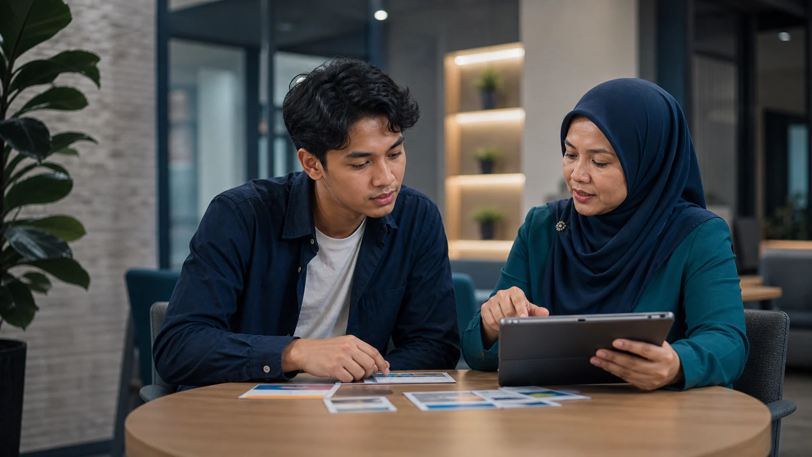 TVET student reviewing career pathways with a college advisor